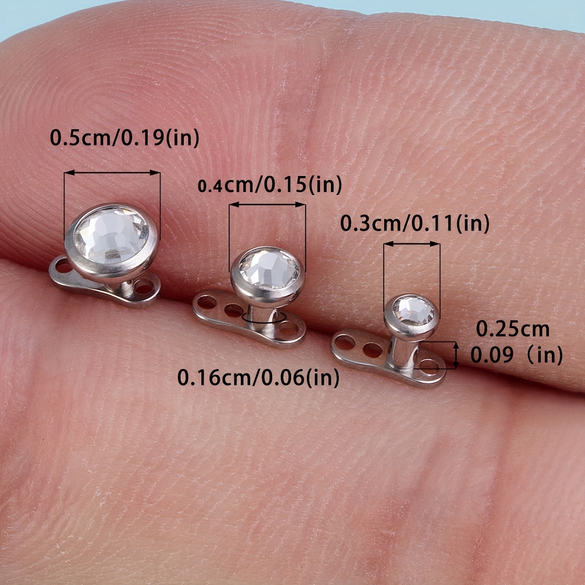 G23 Titanium Dermal Piercings with Synthetic Zirconia
